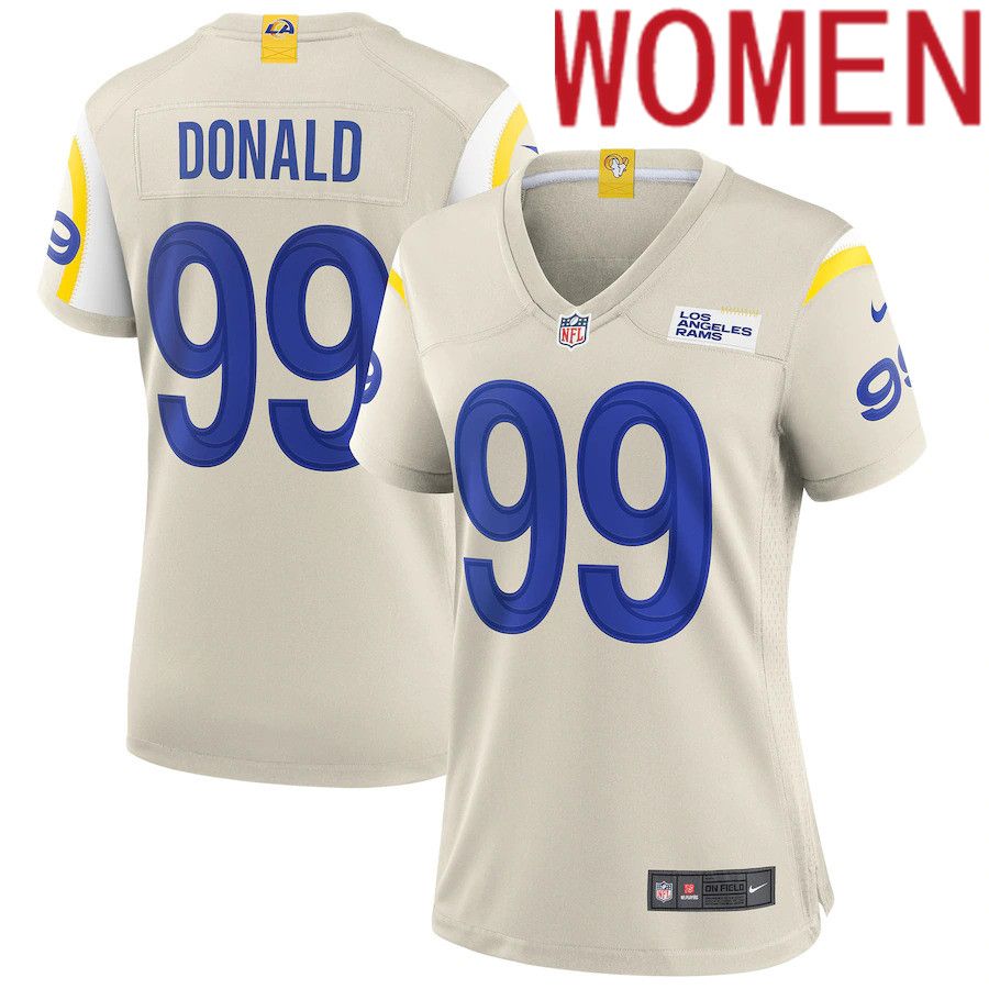 Women Los Angeles Rams 99 Aaron Donald Nike Cream Game NFL Jersey